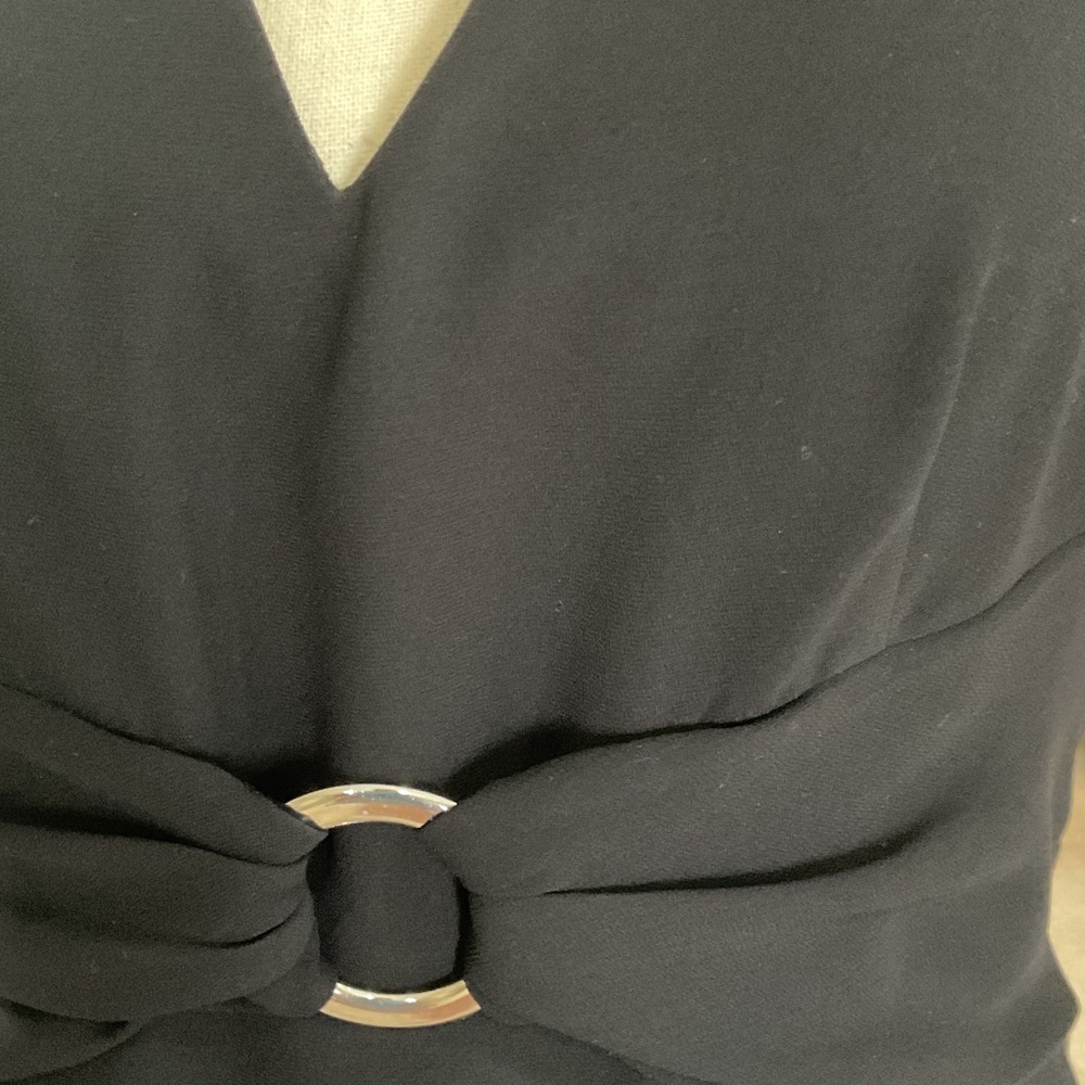 Donna Morgan Black Backless Halter Dress AND a Calvin Klein Coat - Picture 2 of 15